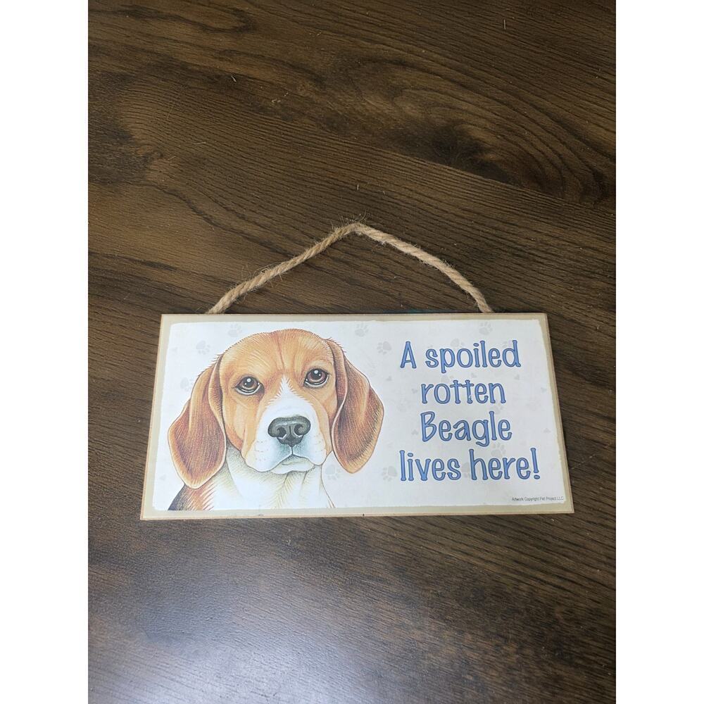 A‎ Spoiled Rotten Beagle lives here CUTE Dog Sign 5"x10" USA Wood Plaque
